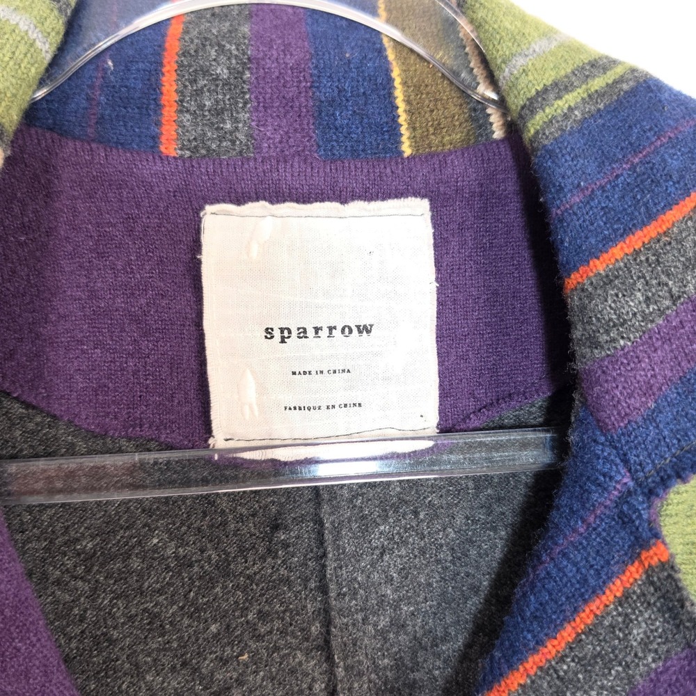Anthropologie Sparrow Womens XS Gray Patchwork Stripe Boho - Picture 3 of 12